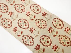 アンティーク　草花模様織り出し袋帯（材料）